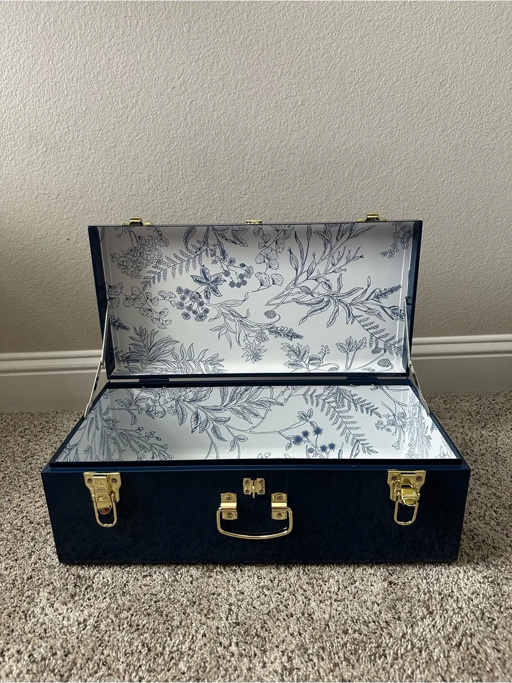 Blue Metal Keepsake Trunk - Baby or Wedding